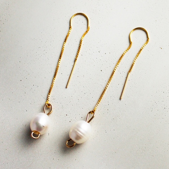 Thais Chu Jewelry - Gold Fill Large Freshwater Pearl Threaders